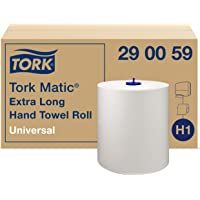 Tork Matic 290059 H1 - Toallas de papel universales para dispensador de toallas de papel- 1 capa- color blanco- 6 rollos…